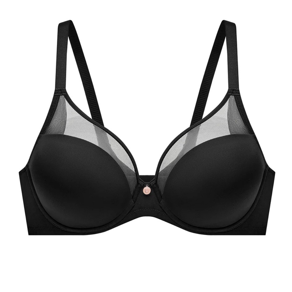 Understance Black Mesh Contour FlexWire Plunge Bra Sz 36D